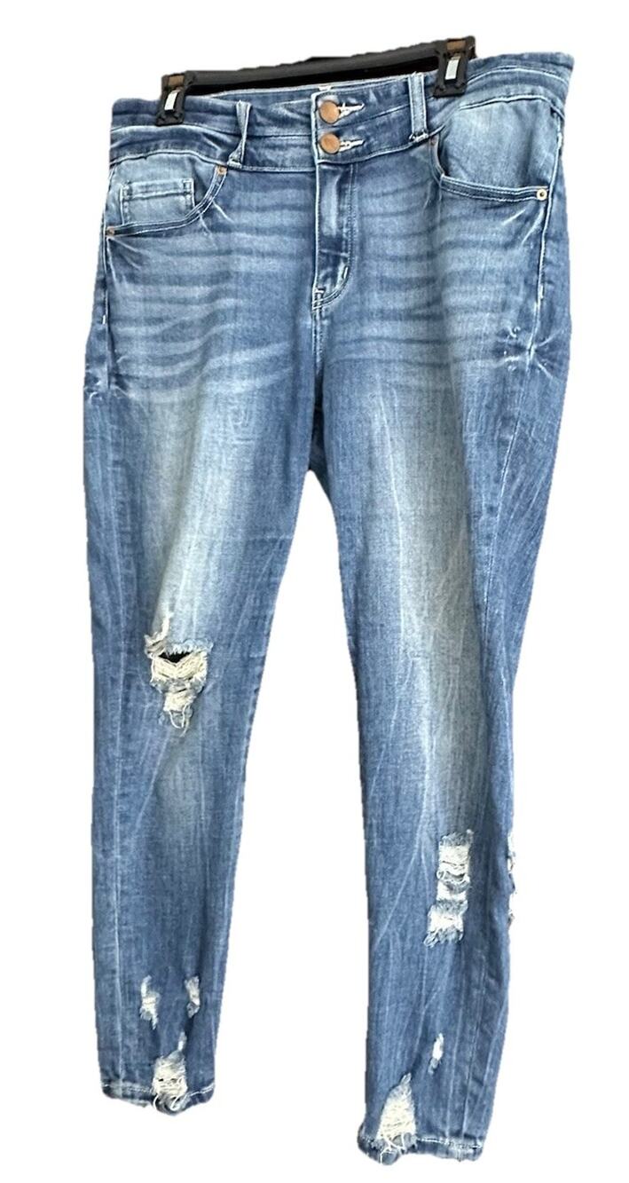 BKE Payton Skinny Ankle Jeans Womens 30R Medium Wash Distressed Denim Hemmed